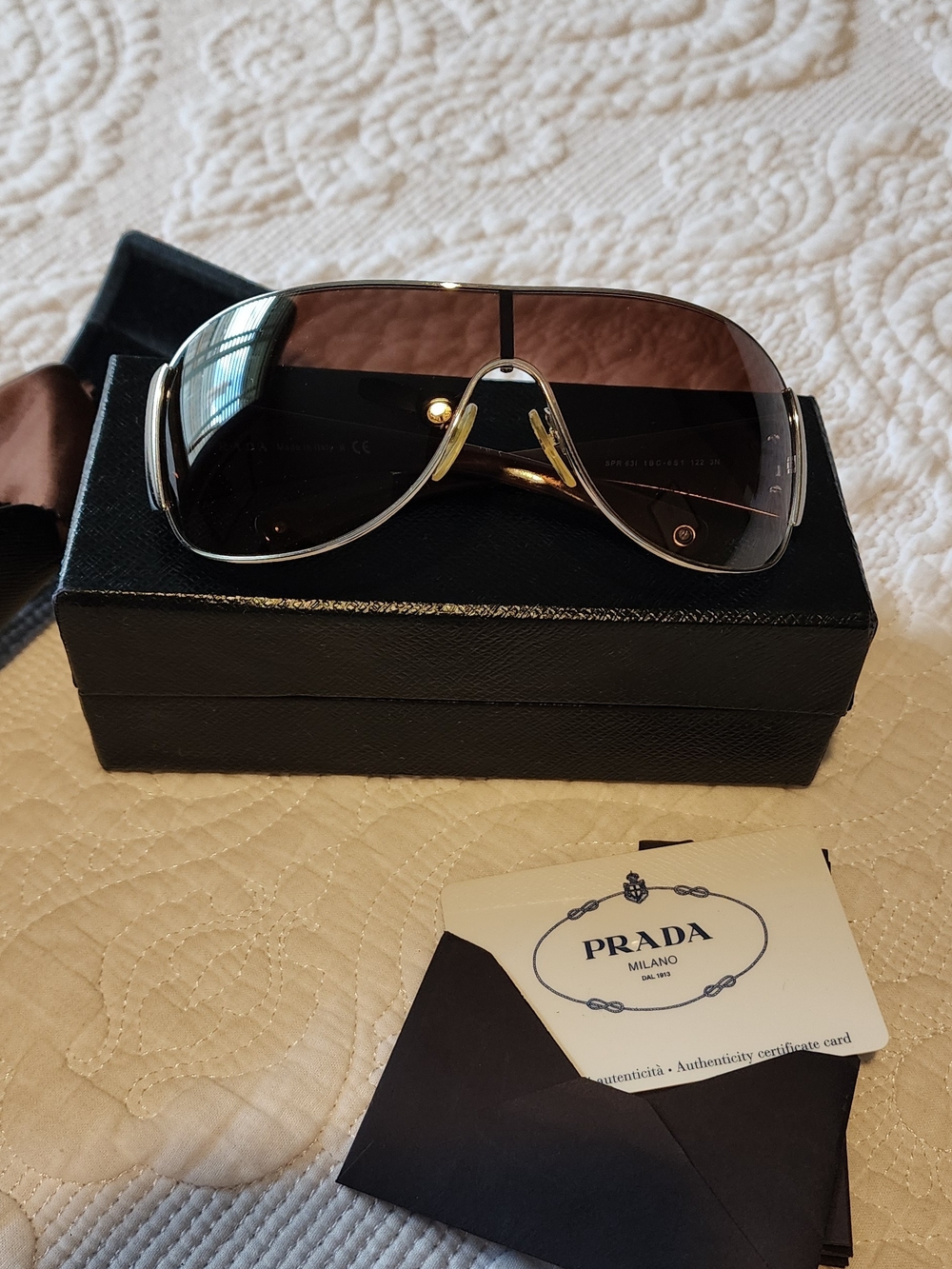 Vintage Prada Oversized Shield Sunglasses in Black - Picture 5 of 14